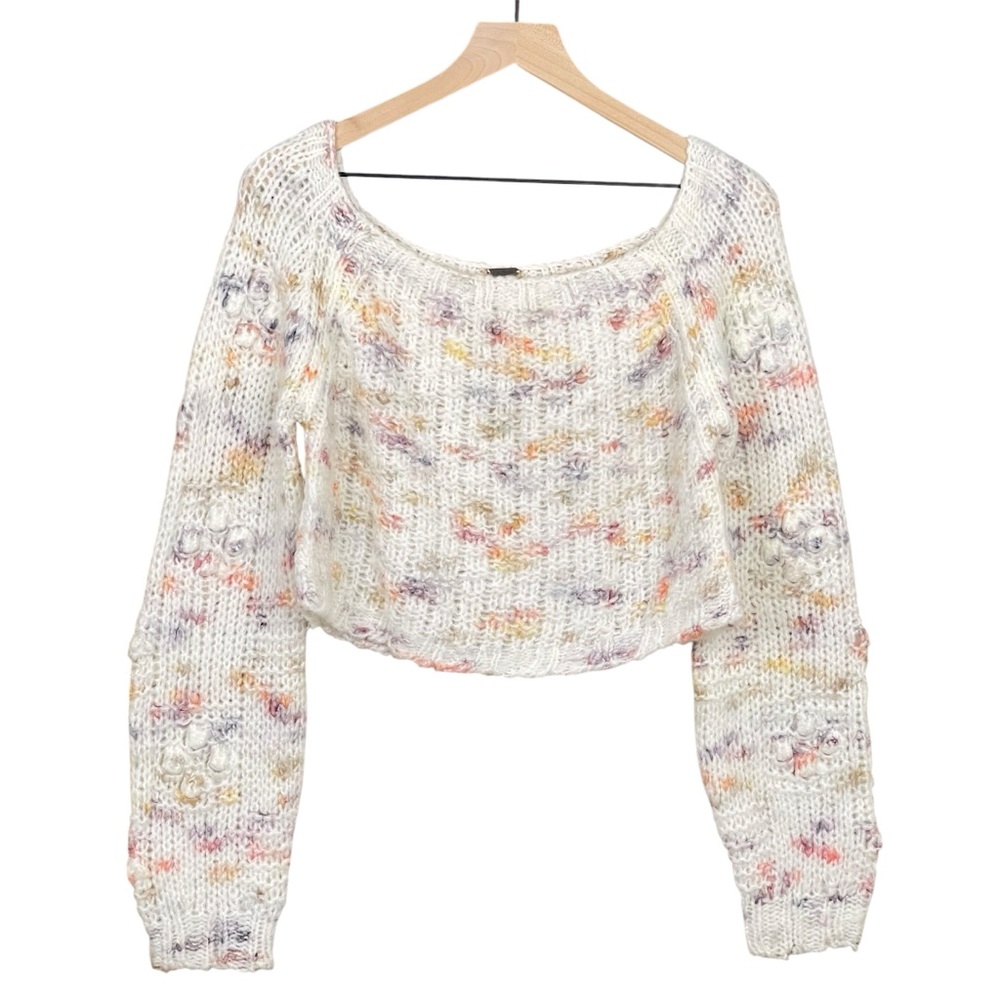 Free People Sweater Small Sunset Cloud Pullover Boxy Cropped Chunky Knit Slouchy
